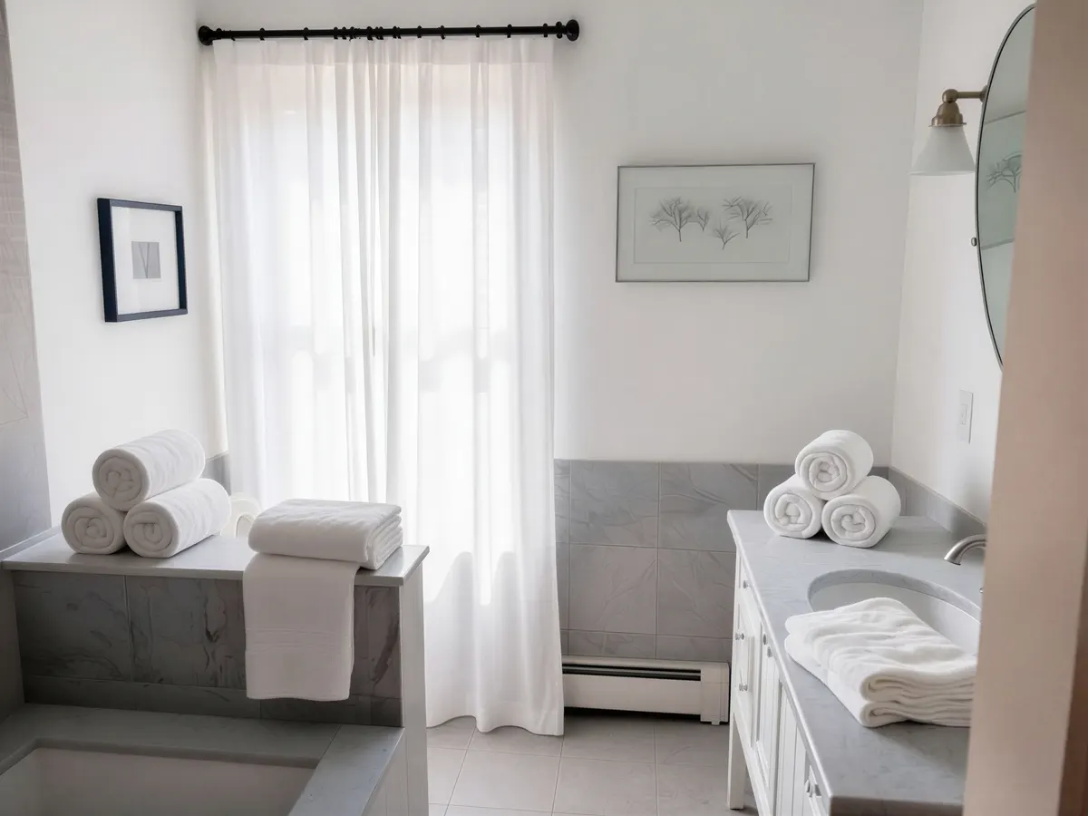 A Spa Inspired bath with natural lighting in Wenham, MA